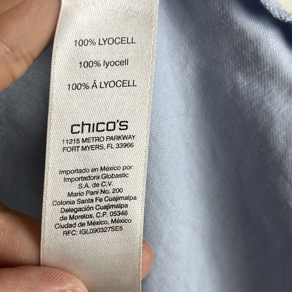 Chico’s Jacket Size 0 Blue 100% Lyocell Waterfall Drape Roll Up Sleeves - Picture 6 of 13